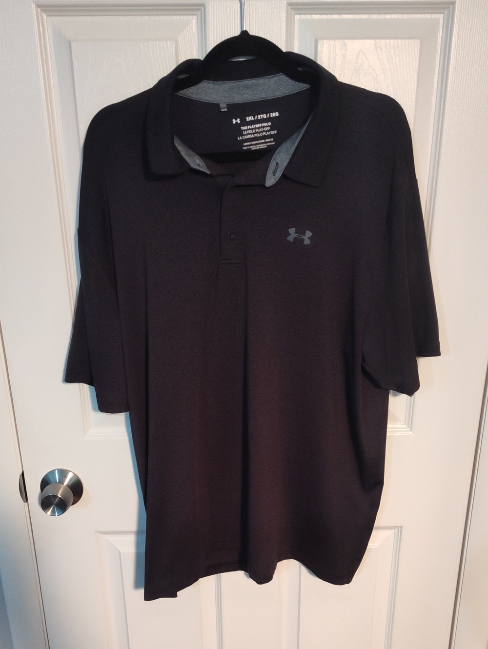 Under Armour Men's Black Polo with Gray Logo Accents